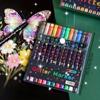 24 Colores Marcadores Brillantes Punta Doble Marcadores Brillantes Doble Color Pintura Acrílica Marcadores de Dibujo Set