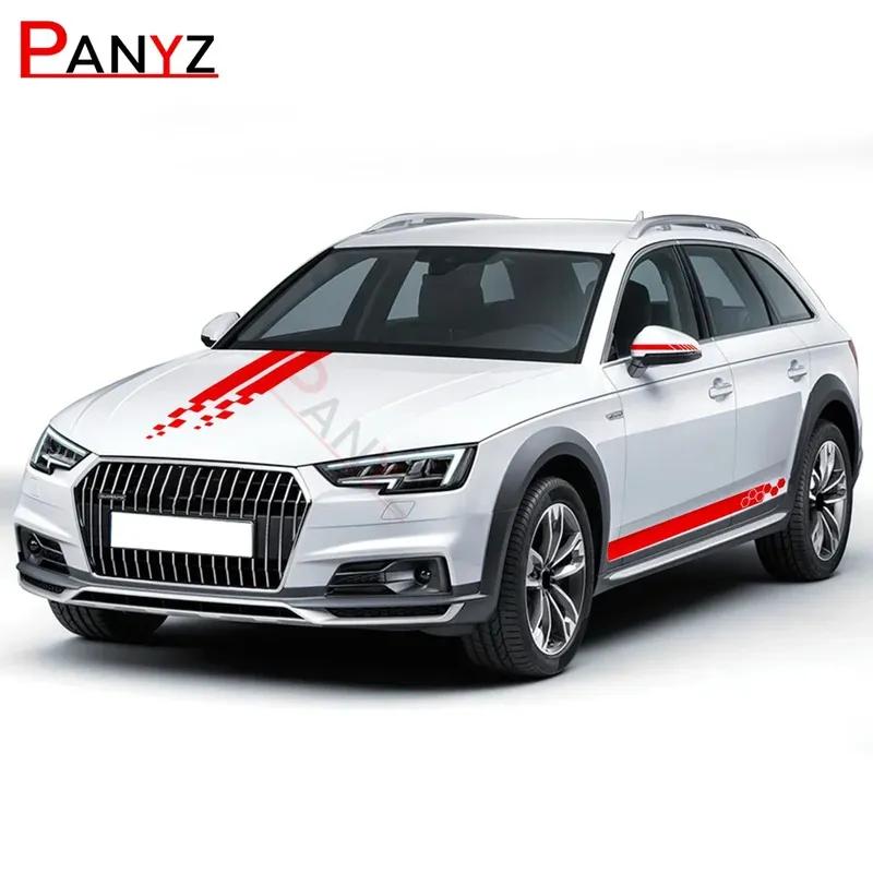 5PCS Universal Car Styling Side Skirts Hood Rearview Mirrors Decorative Auto Body Racing Sports Decals Car DIY Stripe Sticker