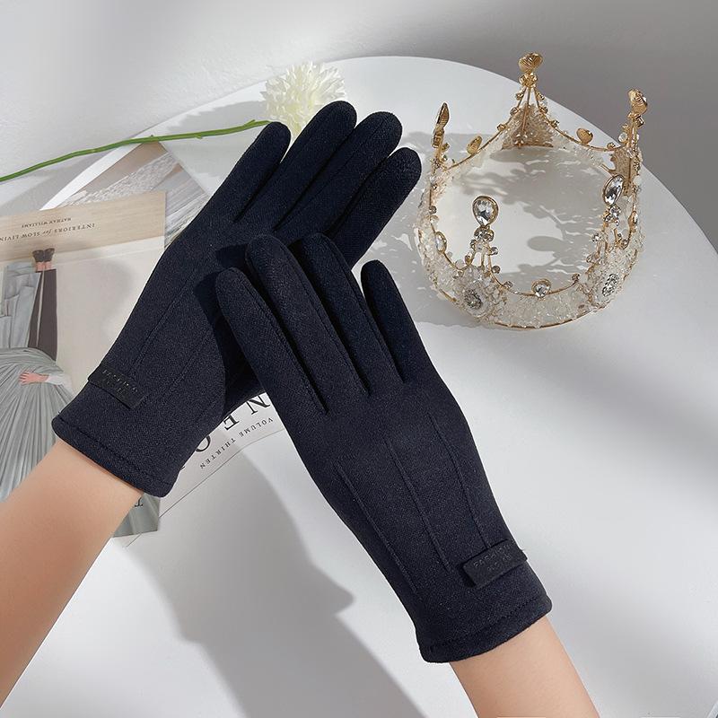 

Перчатки женские осенне-зимние флисовые утолщенные теплые с сенсорным экраном чёрный