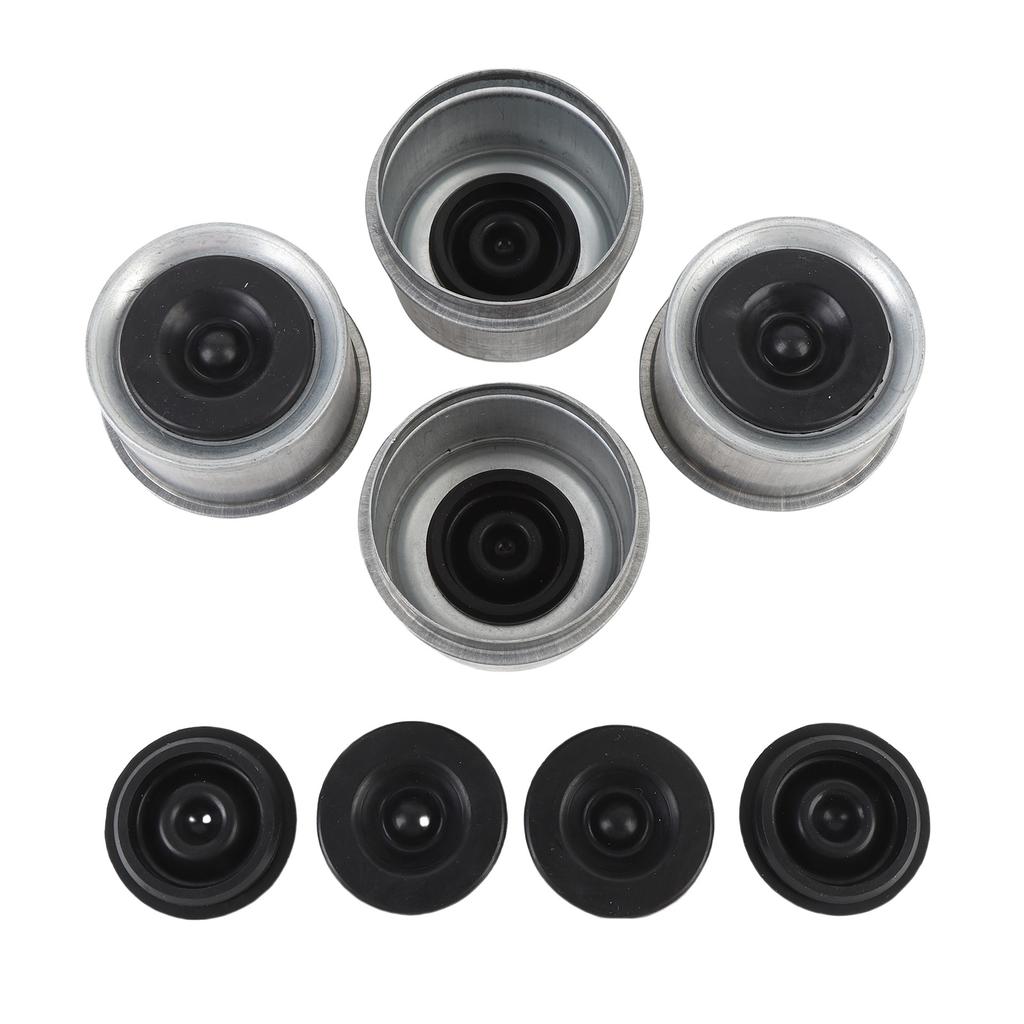 1.98in Trailer Axle Dust Cap with 4 Rubber Plugs Metal Trailer Axle Bearing Grease Covers Replacement for Dexter 2000 to 3500 Lbs Axles