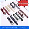 Red Bamboo Joint Pattern Genuine Leather Watch Strap, Unisex