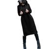 Cute Hooded Dress For Teen Girls Solid Color Drawstring Pocket Long Sleeve Fall Plus Size Sweatshirt Dress