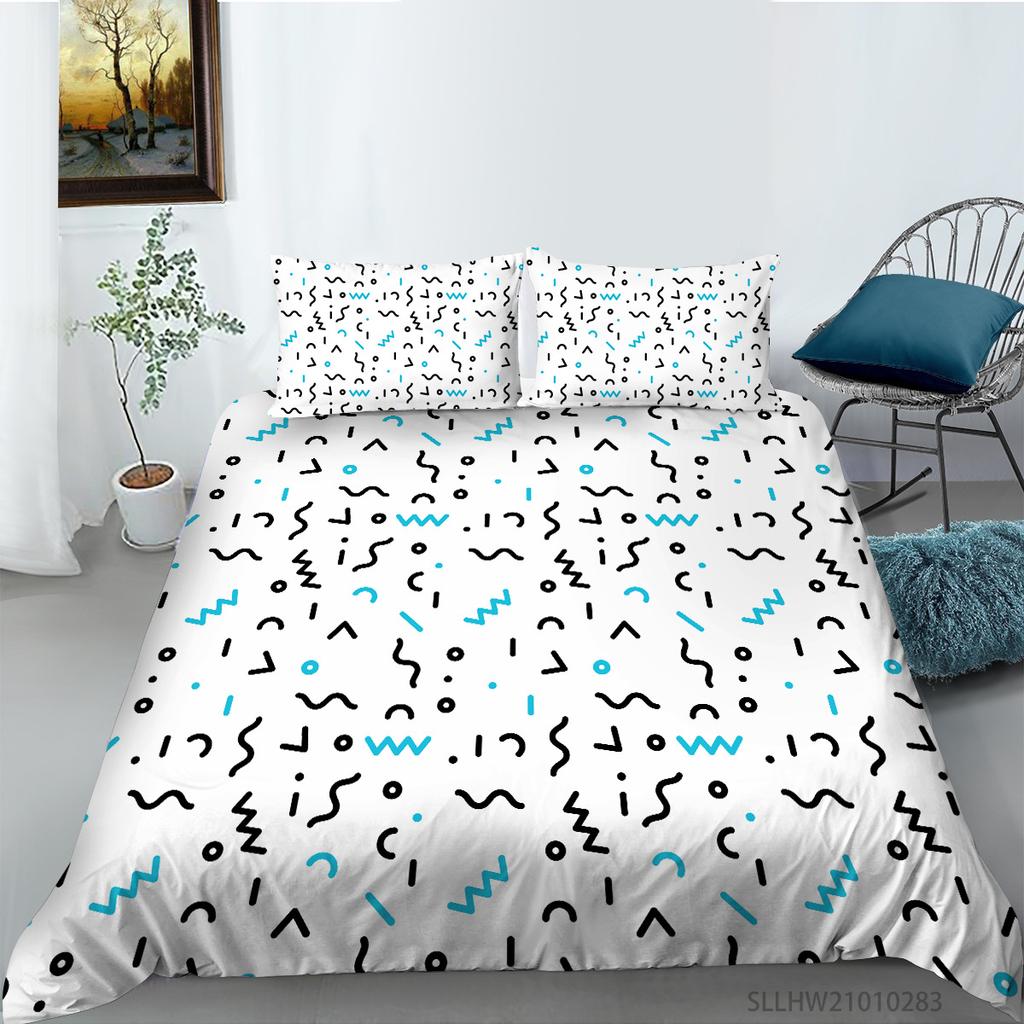 Geometric Painting Series 3D Digital Printing Quilt Cover Pillowcase Three-Piece Set Polyester