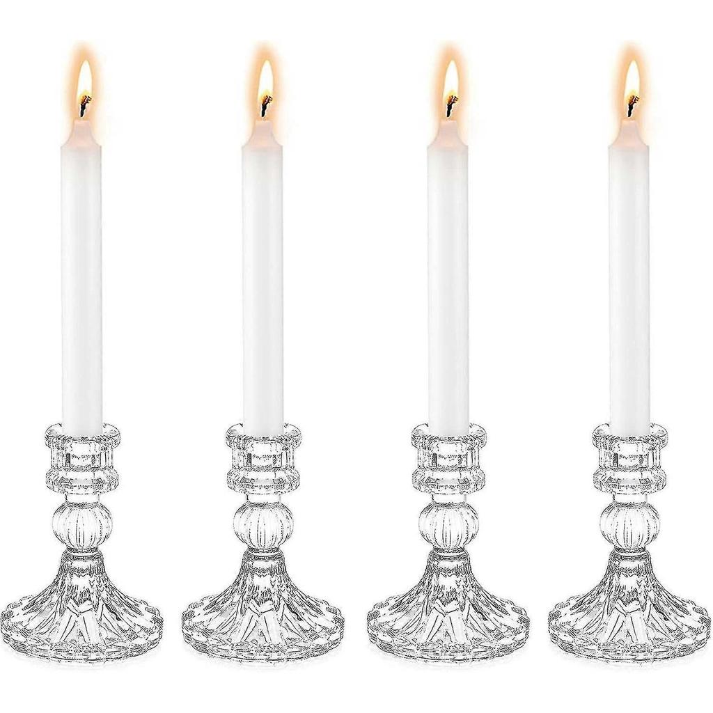 Crystal Glass Candle Holders Set Of 4 Decorative Candle Holders Clear Glass Candle Holders