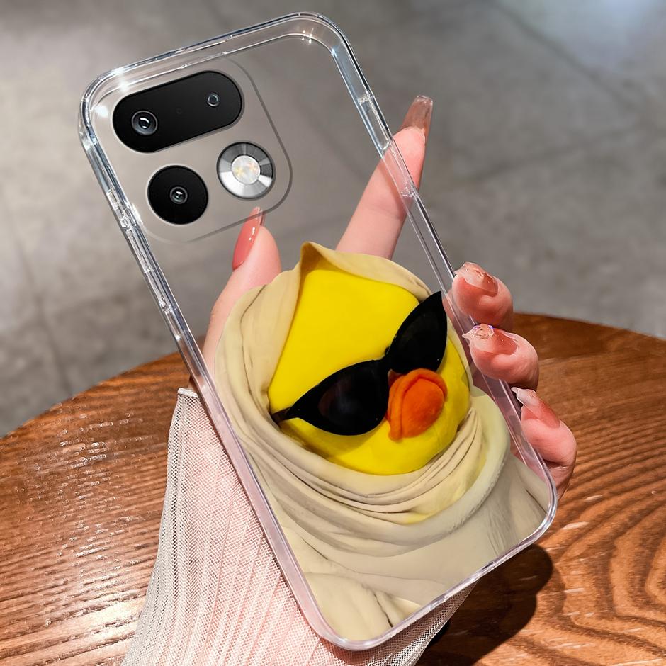 Cases For OPPO Realme 16 Pro 16 Pro Plus Yellow Duck Girl Antifouling Trendy Transparent Housing For Realme 16Pro 16 Pro+ Fundas