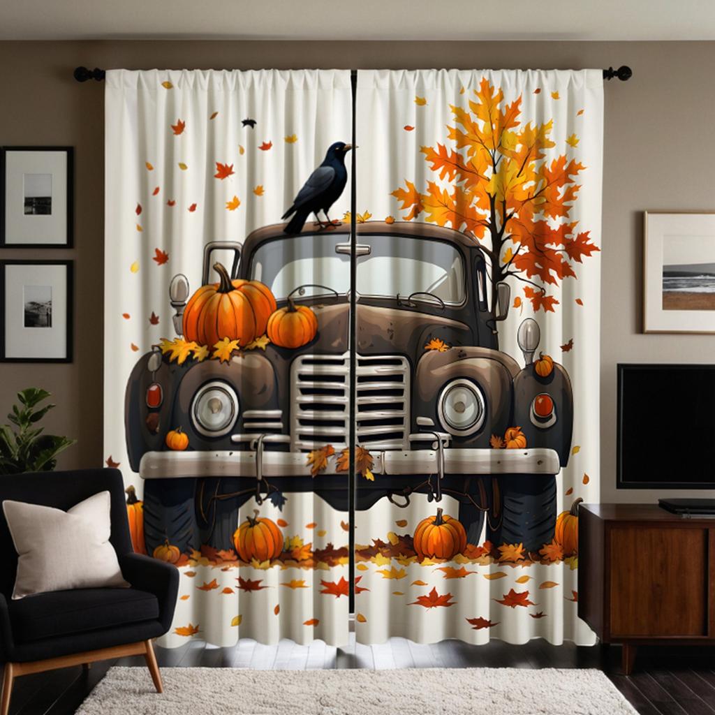 Set Of 2 Hd Digital American Small Yellow Flower Print Curtains Home Decorating Style Living Room Bedroom Rodding Cur Curtain For Area Made Polyester