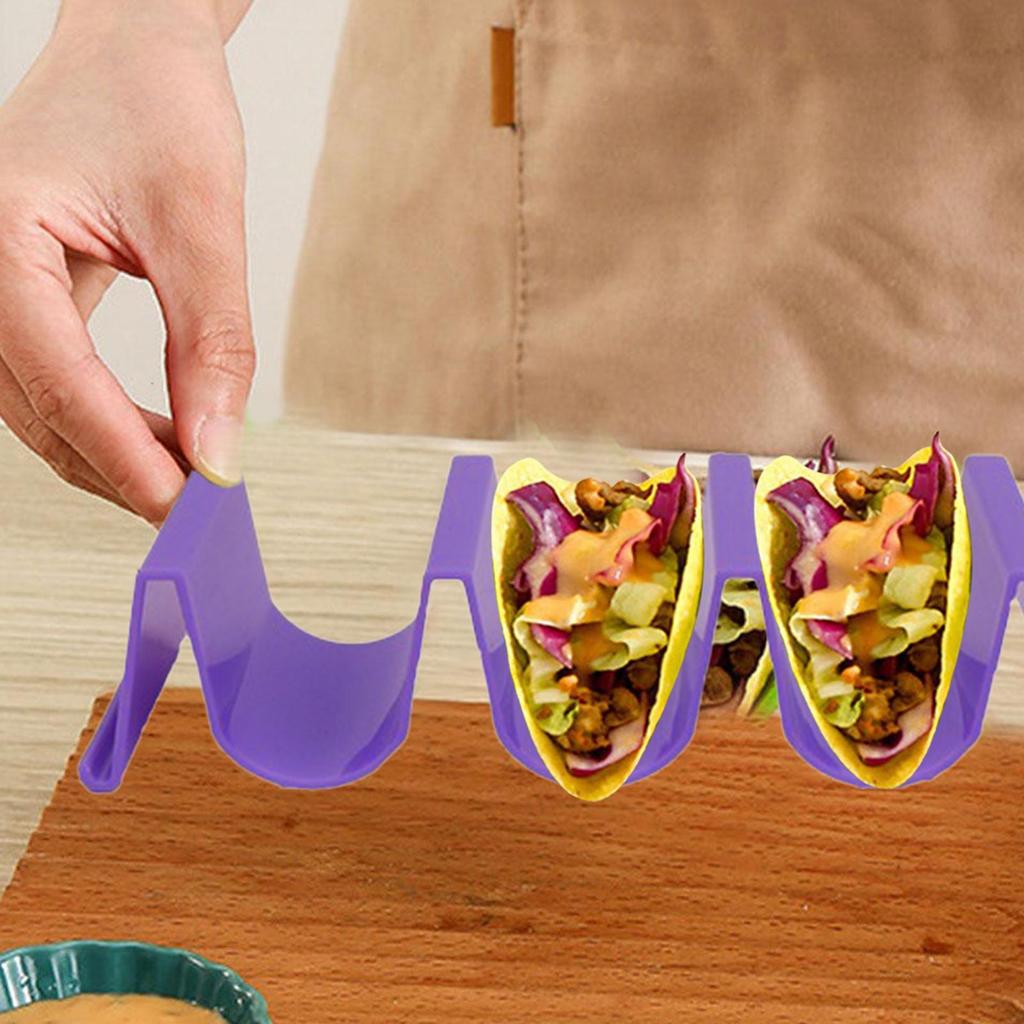 Taco Tray Holder Large Taco Holder Waving Shape 4 Compartments Multi-Use Food Tray Soft Taco Shell Holder Stand for Cooking