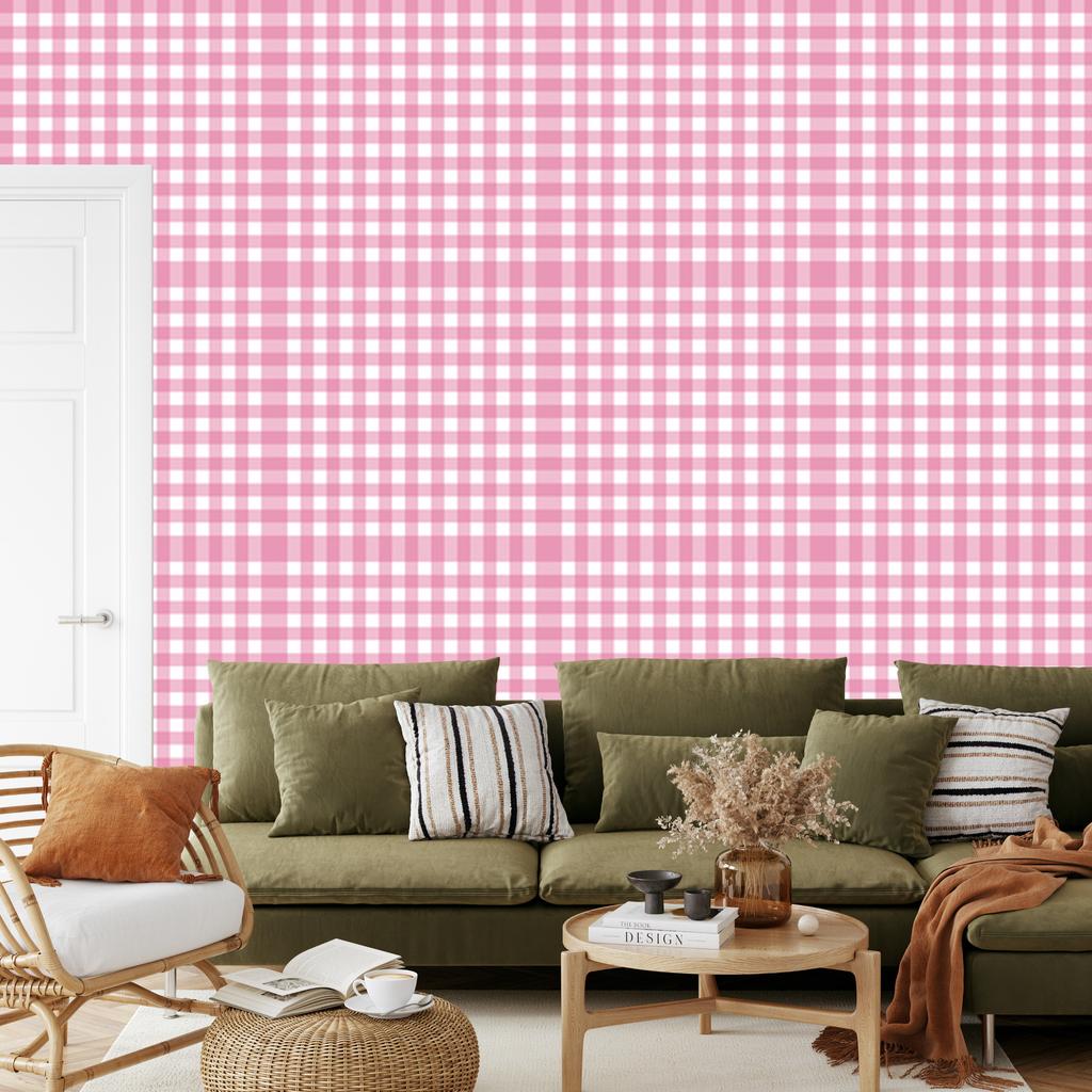 Wallpaper Fabric Pattern Powder Pink and White, Fine Detail 50x1000