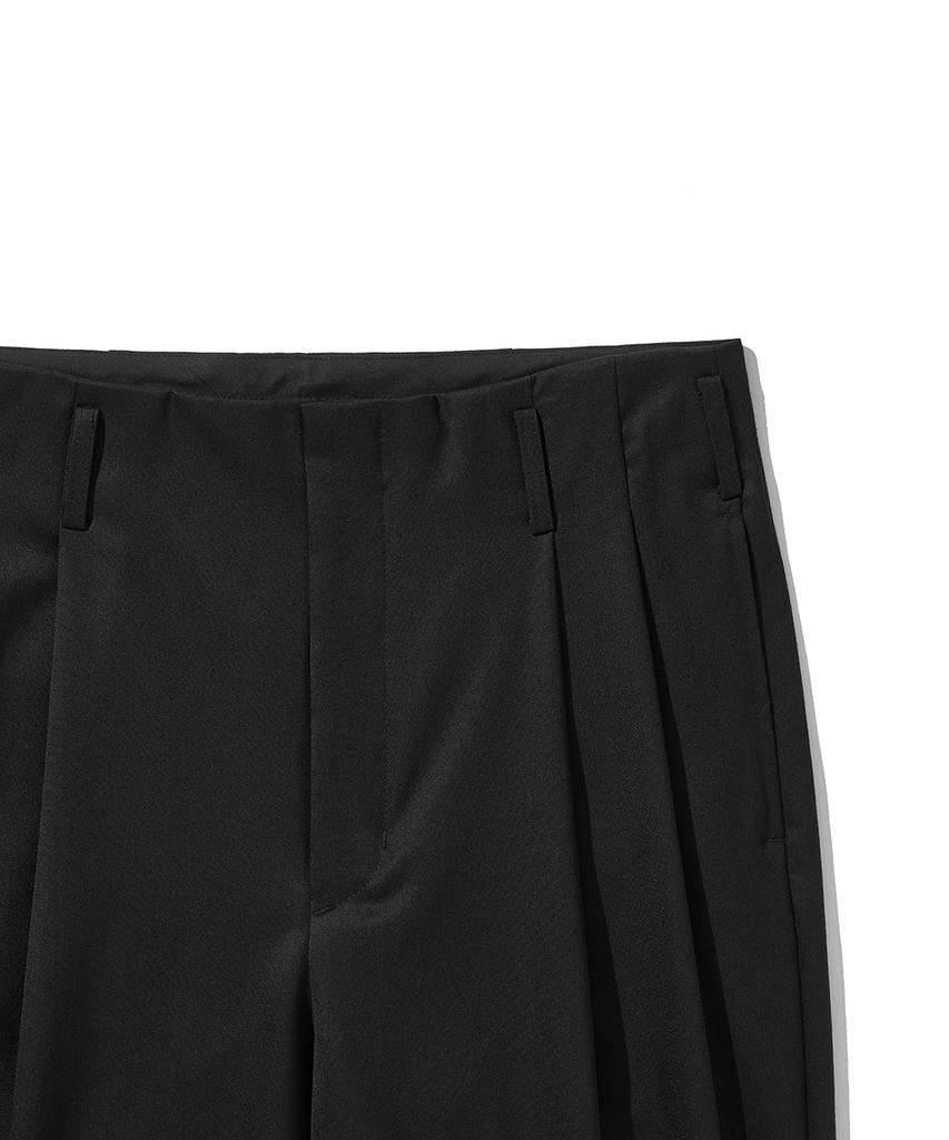 HISHANDER Unset Two Pleats Pants Black