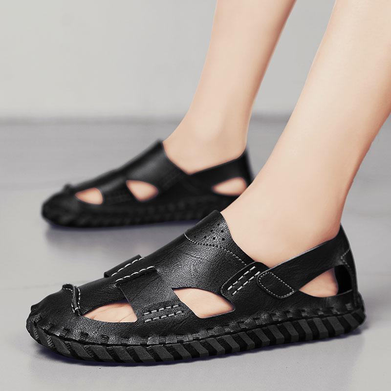

2025 Sandals Summer Breathable Beach Shoes Men s Slippers Shoes 39 чёрный