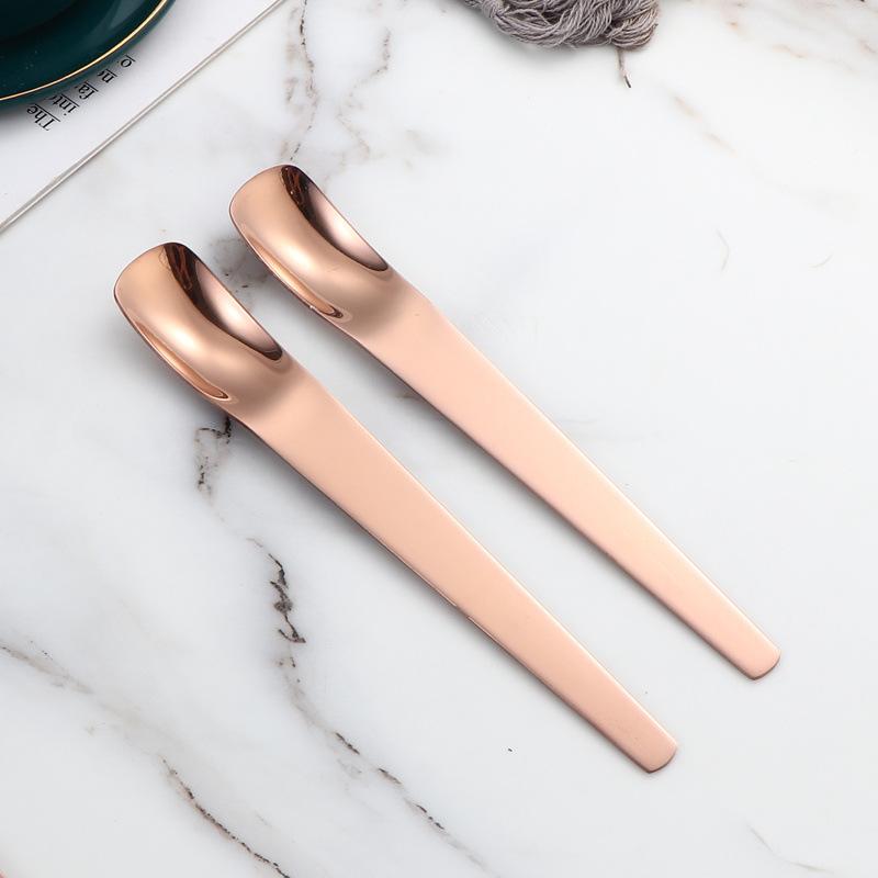 Stainless steel flat head spoon household dessert spoon dumpling spoon stuffing spoon long handle digging spoon ice cream cake spoon