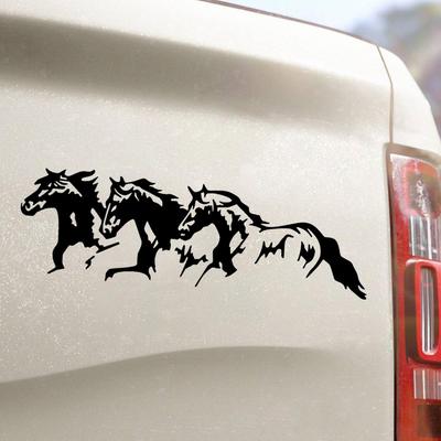 Running Horse Car Decal Galloping Horses Car Stickers Adhesive Vehicle Decoration 3- Horse Car Body Window Decorations