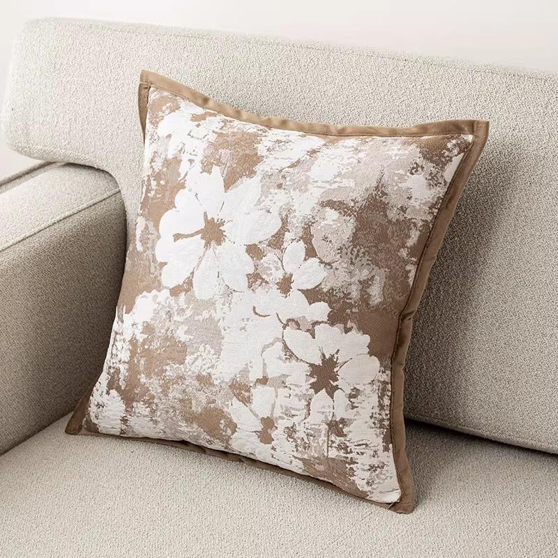 Vintage Floral Cushion Cover Distressed Flower Throw Pillow Case For Couch Living Room Bedroom Home Decor Jacquard Pillowcase