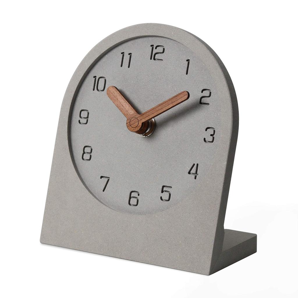 mooqs Table Desk Silent Mini AA Battery Room Interior Gray Clock, Clock, Wooden, Analog, Quiet, Movement, Size, Operated, Simple, Handmade, Stylish,