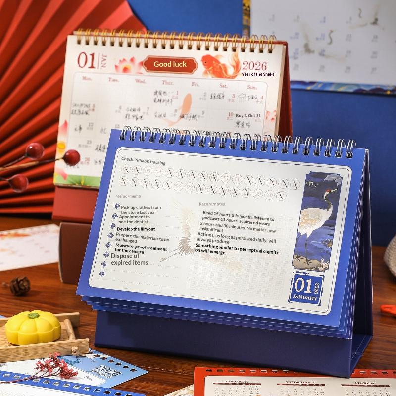 2026 Desk Calendar Retro Chinese Large Desktop Calendar Annual To Do List Monthly Daily Calendar Planner Time Manegement