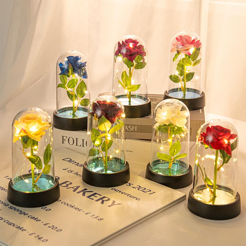 Eternal Rose Luminous Gold Foil Rose Valentine's Day Gift for Girlfriend Flower Bouquet Mother's Day Women Girls Festival Gift