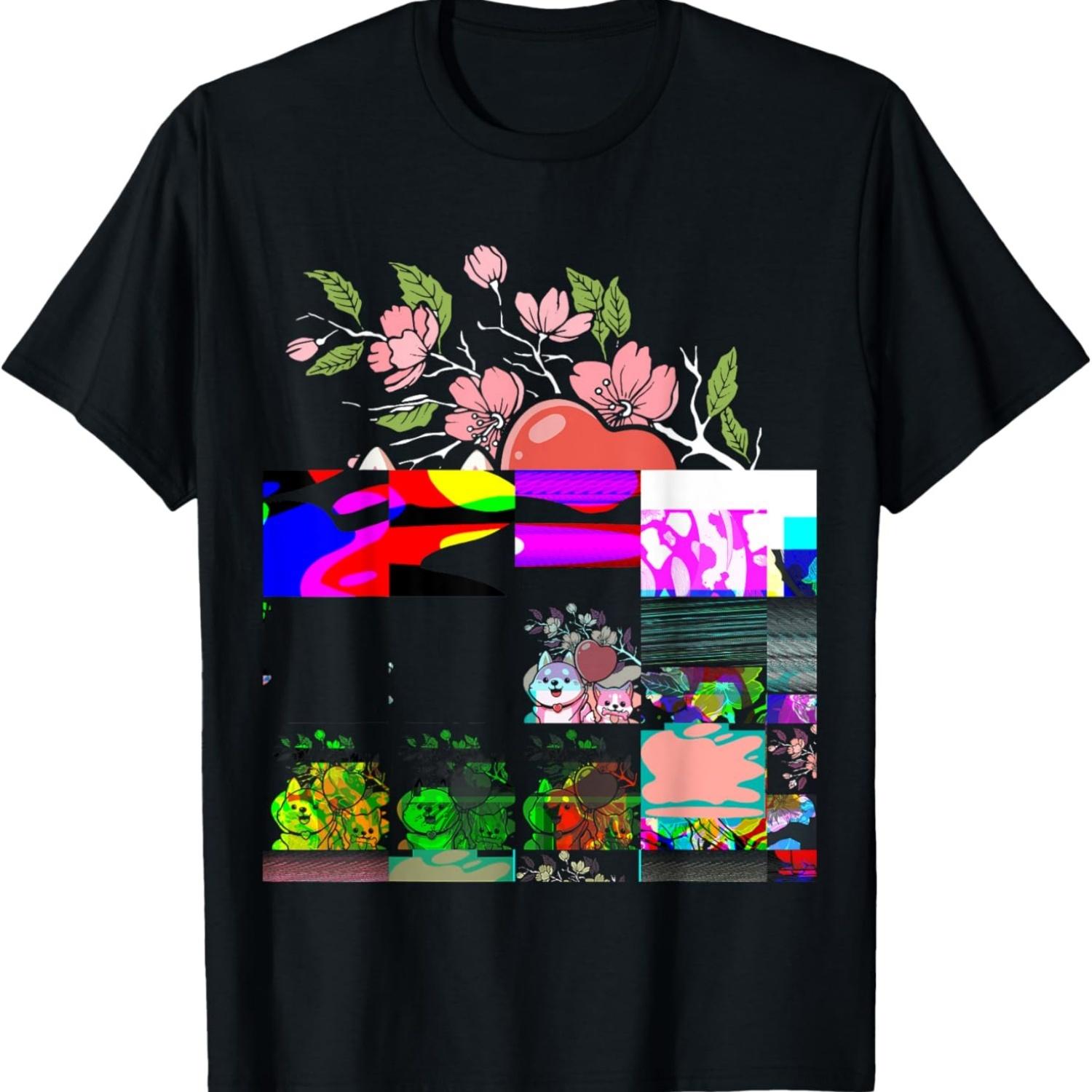 Shiba Inu Cherry Blossom Floral Sakura T-Shirt(1) S чёрный
