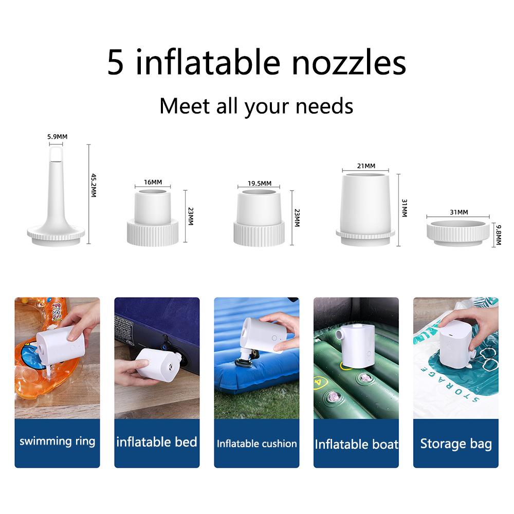 Portable Mini Air Pump With 2500Mah Battery Usb Rechargeable To Inflate Deflate