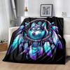 1pc Wolf Printing Lightweight Flannel Blanket, Comfortable and Warm Blanket, for Camping Sofa Bed and Couch Office, Suitable for Gift Blanket