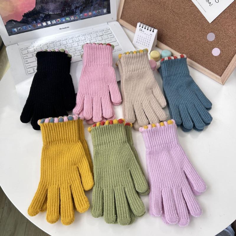 Finger Gloves Women's Winter Warm Gloves Wool Knitted Student Couple Riding Five-Fingered Men's Gloves