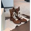 Retro Boxing Boots Women's Winter Cotton Shoes New Medium Boots Velvet Martin Boots Maillard Western Boots Platform Short Boots