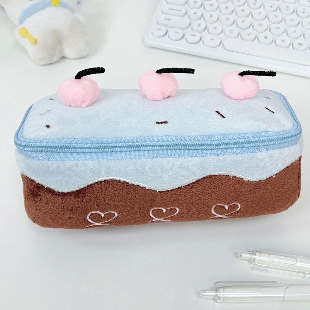 Kawaii Pencil Case Cherry Cake Design Large Capacity Pencil Pouch Soft Touch Pen Bag School Office