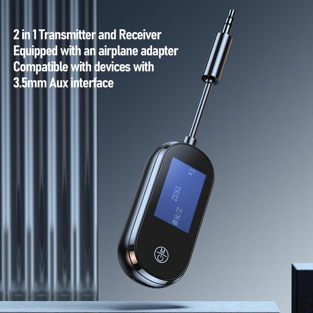 Bluetooth 5.3 Transmitter and Receiver HiFi Sound Wireless Transmitter with Airplane Adapter for Home Travel Gym