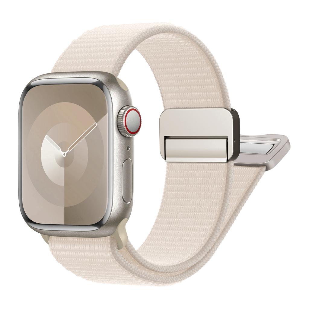 Sport Nylon Band for Apple Watch 40mm 41mm 42mm 44mm 45mm 49mm Adjustable Magnetic Stretchy Braided Strap for iWatch Series SE 9 8 7 6 5 4 3 Ultra 2