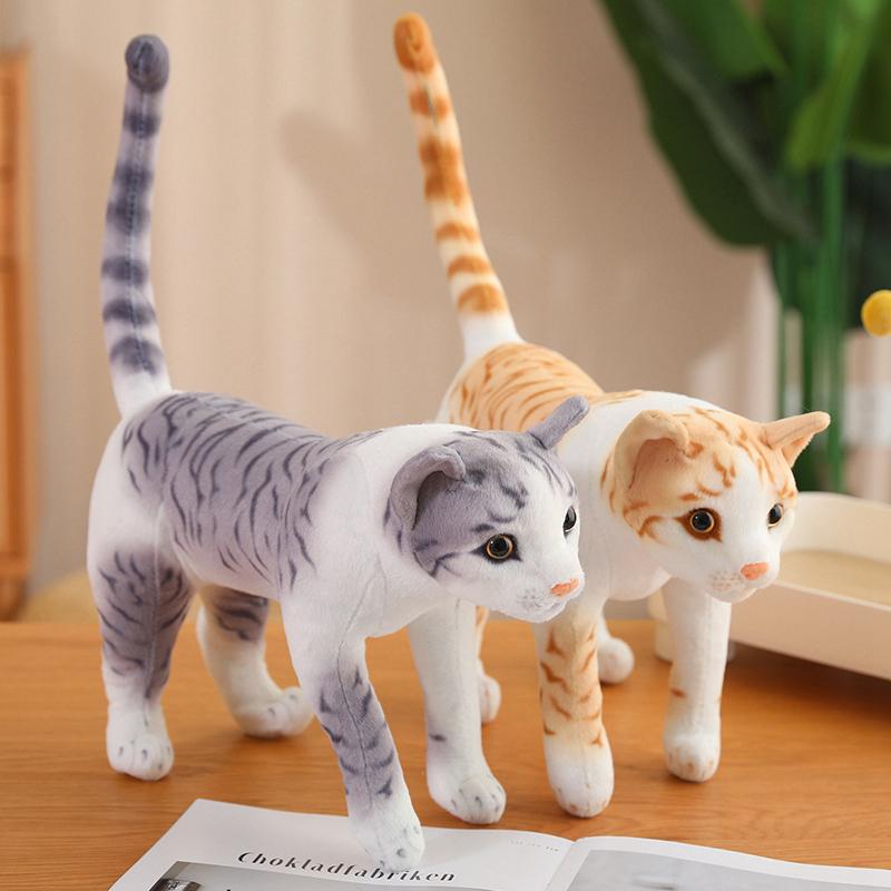 1Pc 35CM Simulation Pet Cat Plush Toys Internal Bracket Animal Dolls Stuffed Soft Orange Cat Grey Cat Rural Cat Toy