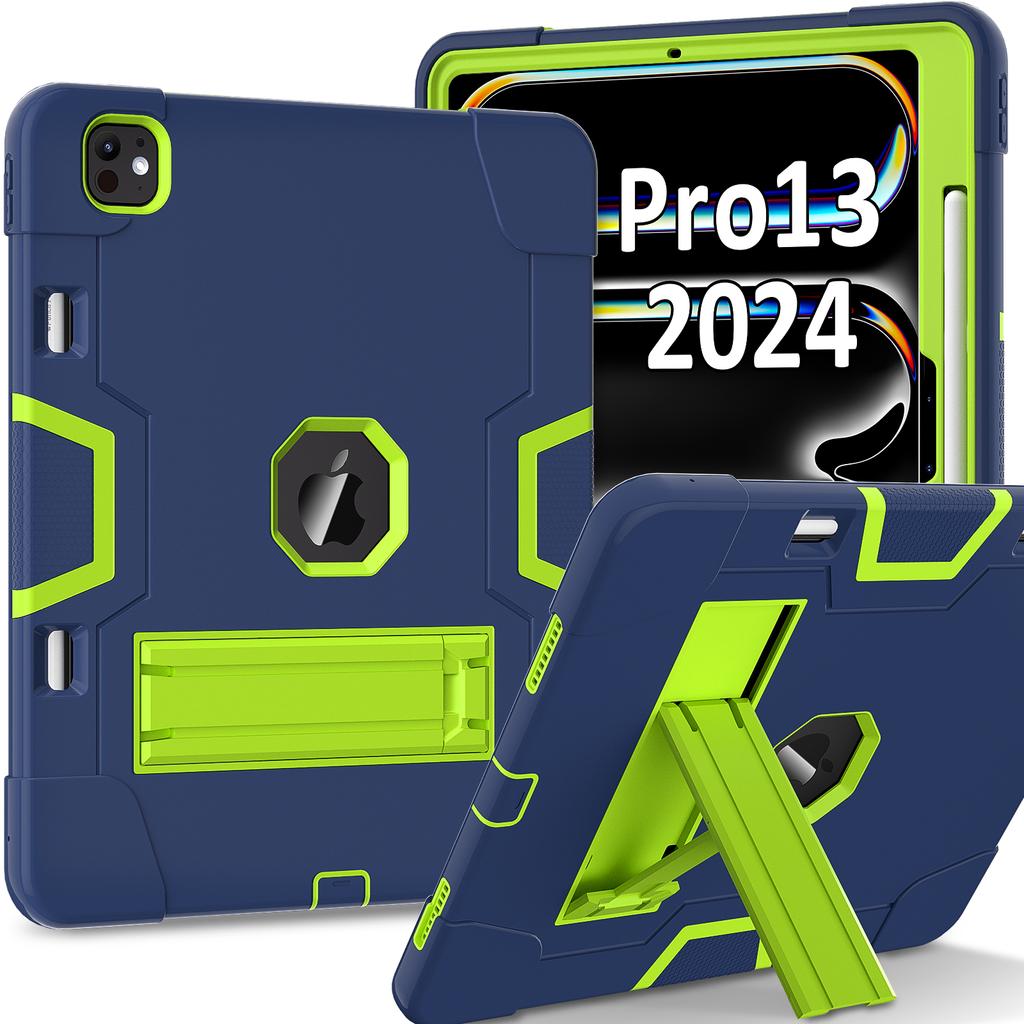 For iPad Pro 13 (2025)/13 (2024) Case Robot Style Silicone + PC Tablet Cover with Kickstand
