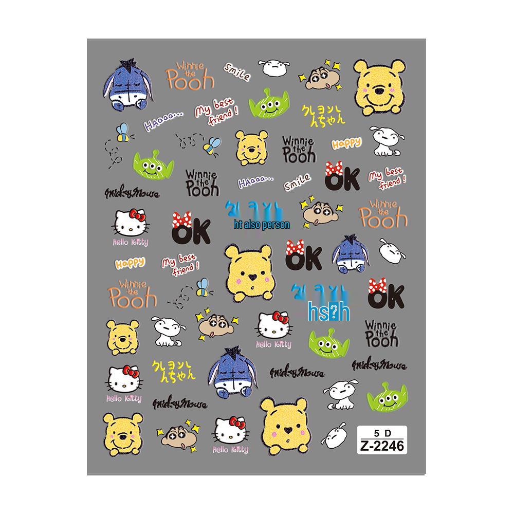 Redanco 5D Embossed Cartoon Nail Stickers - 3D Adhesive Decals (Z-2246)