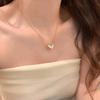 1pc Asymmetrical Golden Heart Pendant Necklace, Fashionable Delicate Minimalist Clavicle Chain, Versatile Design