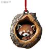 3D Red Panda Tree Hollow Ornament Hanging Decoration Acrylic Material Christmas Tree Pendant with Realistic Animal Design for Holiday Home Decor