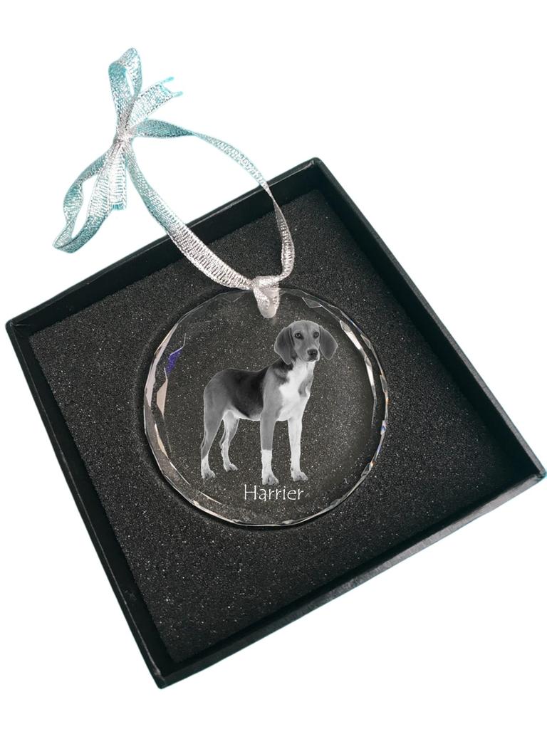 Harrier - Fotoğraflı kristal süs, kristalde köpek fotoğrafı, Art-Dog markasına ait kişiselleştirilmiş Noel ağacı süsü