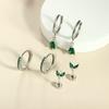 Circle Inlaid Diamond Earrings Zircon Earrings Fashionable Green Zircon Earrings Ear Bone Nail Jewelry
