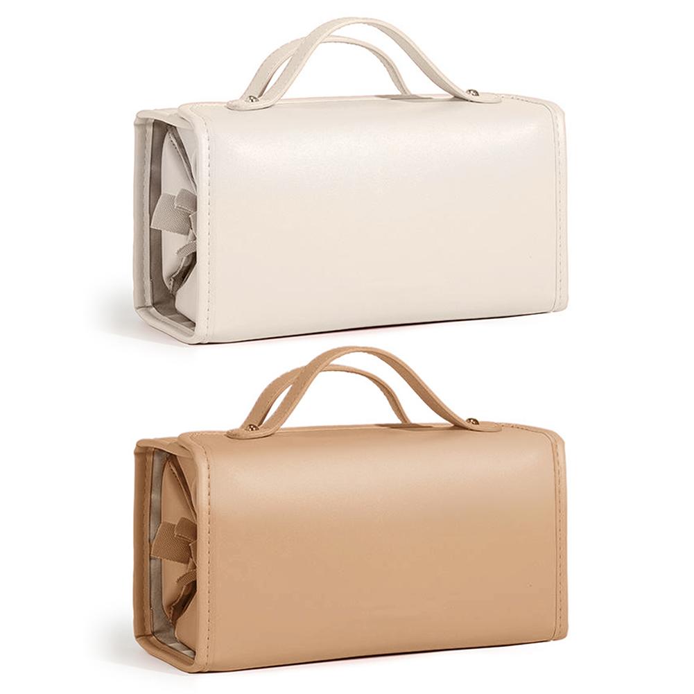 

4-in-1 Foldable Makeup Bag Travel Toiletry Bag Waterproof Makeup Organizer Bag Makeup Storage Bag Portable Cosmetic Bag коричневый