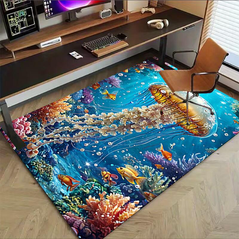 1PC Jellyfish Coral Extra Large Non-Slip Floor carpet, Office, family, bedroom, Studio - Large Area Rug,Longlasting Material-K0413