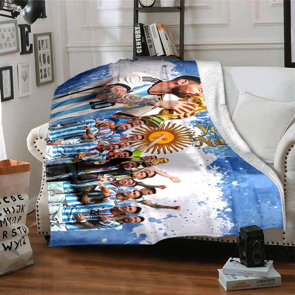Football Messi Customize Text Blanket Cozy Customizable Blanket Soft Warm Cozy Throw For Bed Seaside Living Room Office Chair Four Seasons Multipurpos