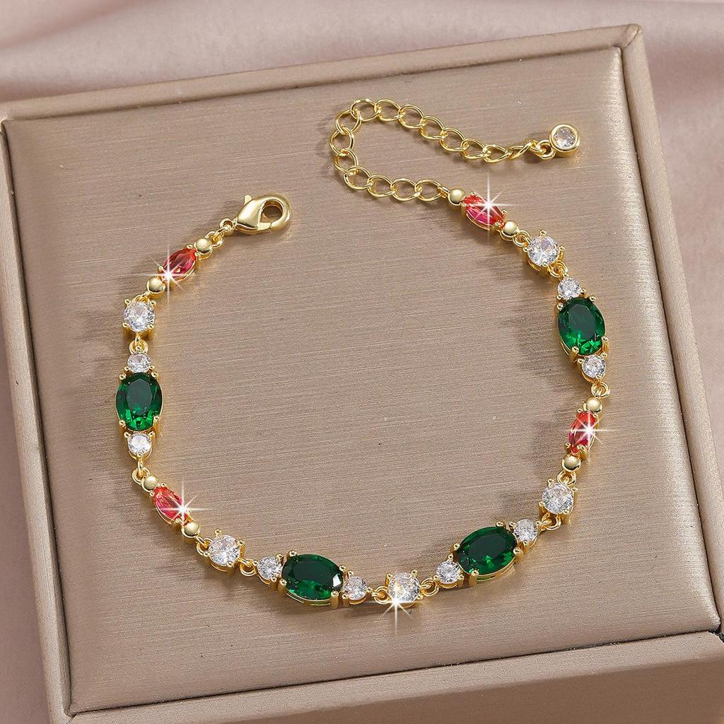 Bracelet Feuille Plaqué Or avec Incrustations de Zircon Hachuré et de Diamant