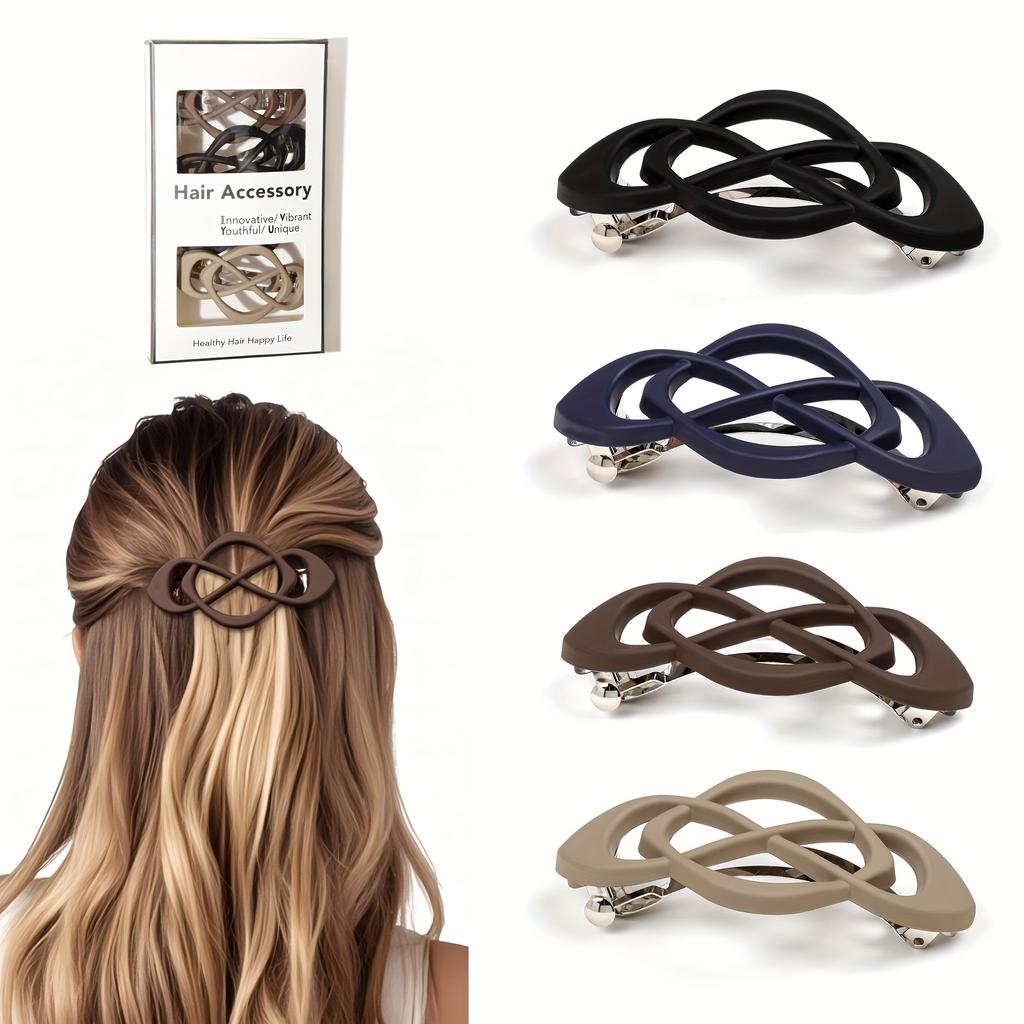 Stylish Hollow Metal Hair Clips with Crossed Ponytail and Half-Up Spring Hairpins In Gift Box