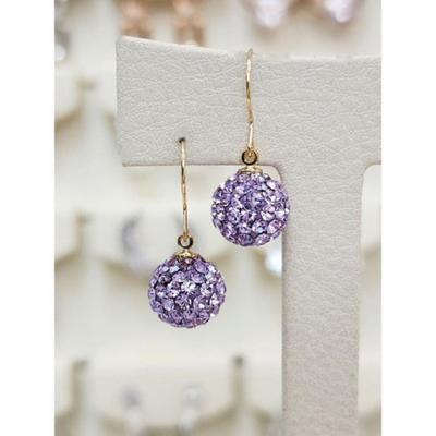 Savezone03 14K GF 10mm Purple Mirror Ball Hook Earrings Afasss1570 (16576304)