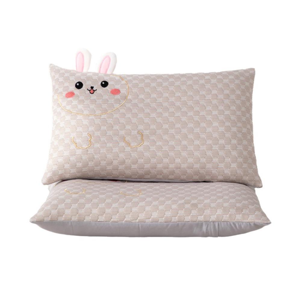 

2 шт. Летняя наволочка с вышивкой животных из ледяных бобов Прямоугольный протектор для подушки Детская комната Khaki Bunny
