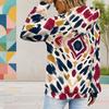 Women Plus Size Abstract Watercolor Printed Long Sleeve Drawstring Hoodie With Kangaroo Pocket