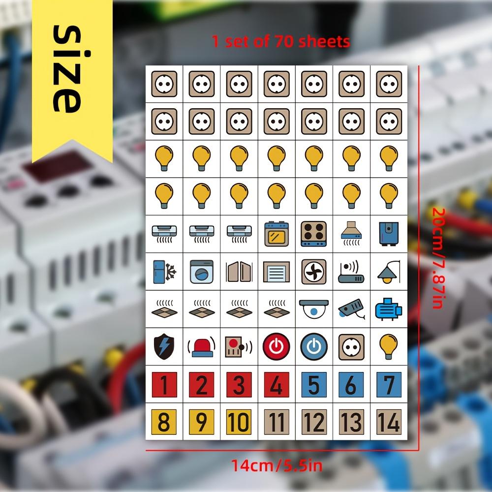 70pcs/Set Electrical Panel Label Stickers | White Power Distribution Box Electrical Screen Panel Circuit Breaker Reminder Stickers Convenient