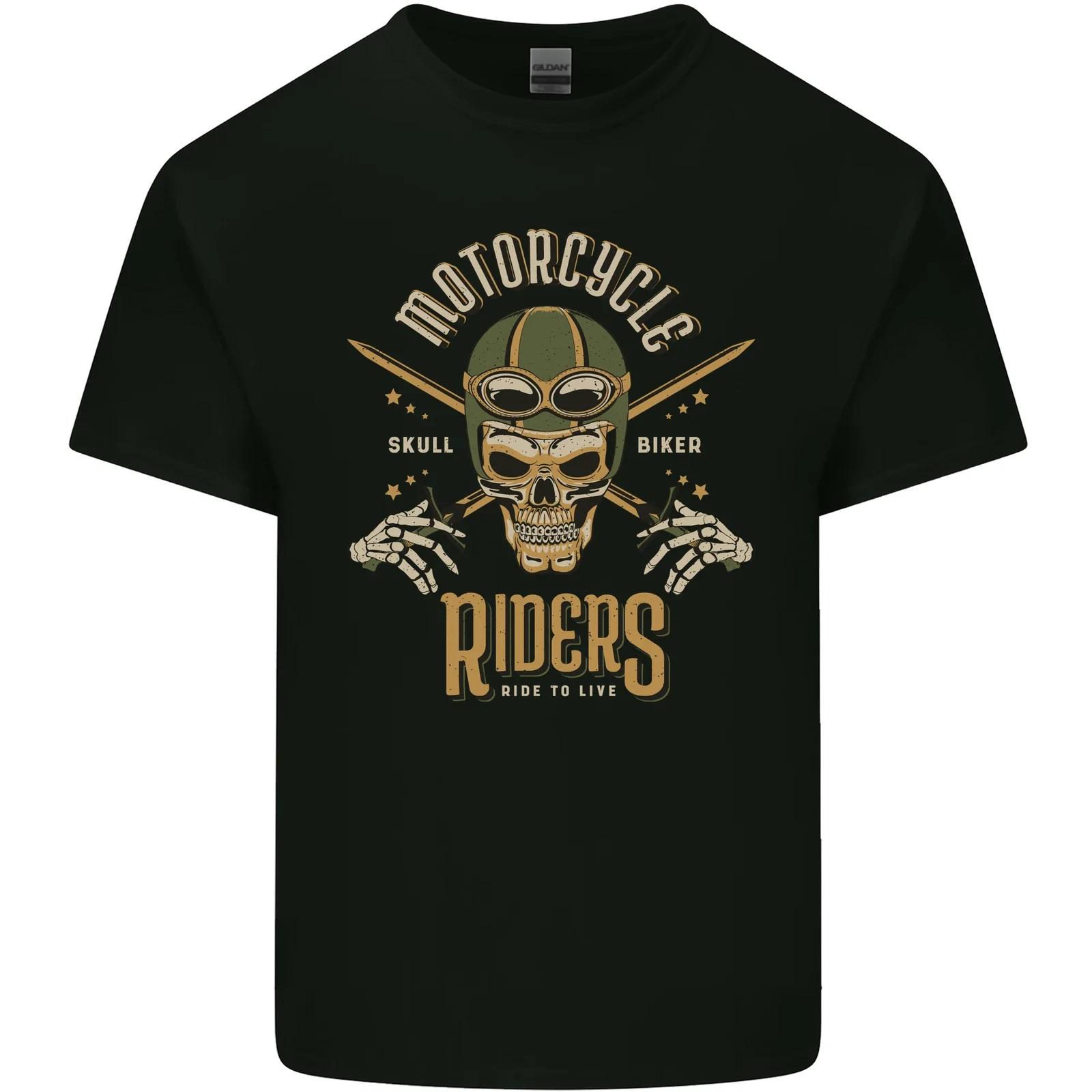 Motorcycle Riders Biker Motorbike Skull Kids T-Shirt Childrens 3XL