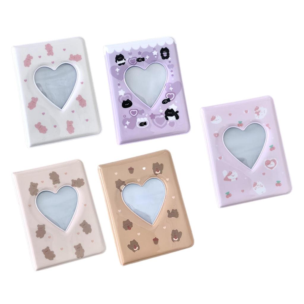 3 Inch Mini Photo Binder Cute Love Heart Hollow Photocard Holder Book Business Card for