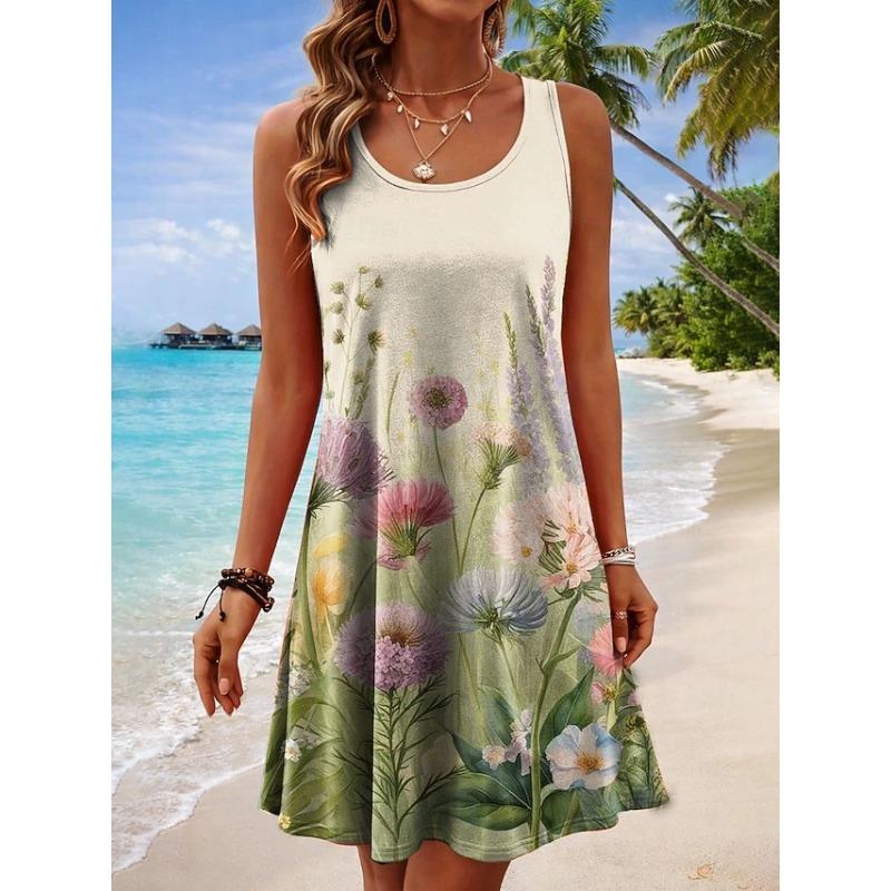 Women Sleeveless Dress Summer Casual Loose Beach Dress Elegant Party Midi Dress Soft Comfortable Daily Wear Vestidos