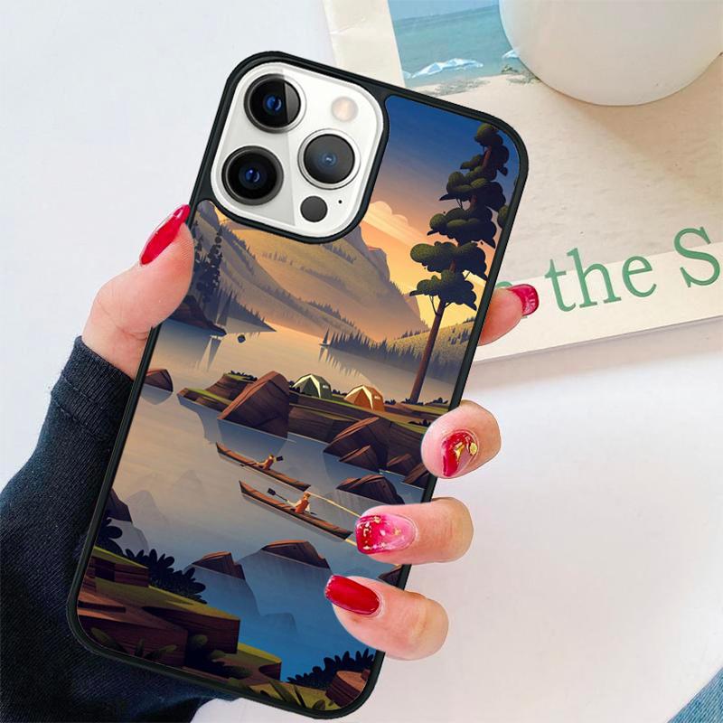 Nature Camping Art Phone Case For iPhone 17 Air 16 pro max 15 14 plus 12 13 Soft Bumper Shell Cover coque