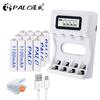 PALO 4-12pcs AAA 3A rechargeable battery ni-mh 1.2V 1100mAh + 4 slots USB smart fast charger for AA AAA battries