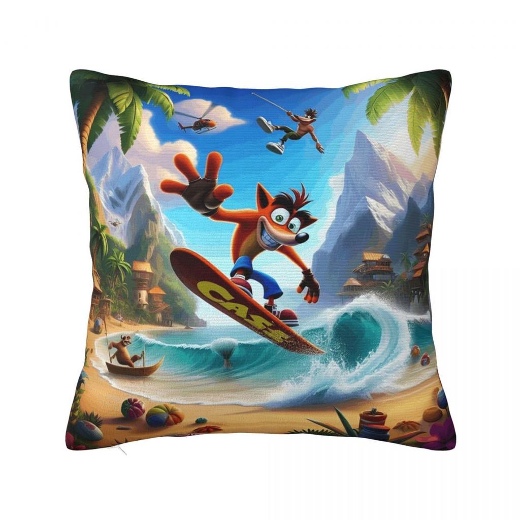 Crashs Bandicoots Cartoon Pillow Covers Merchandise Soft Cushion Cover Decoration Video Game Pillow Case Home Multiple Sizes